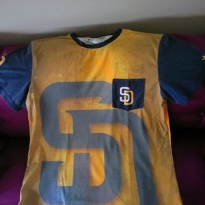 2 shirts New are blue, 1 is blue and yellow